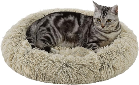 Best Friends by Sheri Cat Donut Bed (Color: Taupe, size: 21x21)