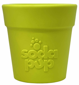 SodaPup Rubber  Flower Pot Durable Treat Dispenser Dog Toy (Color: Green, size: 3.5")