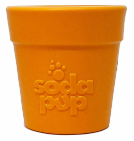 SodaPup Rubber  Flower Pot Durable Treat Dispenser Dog Toy (Color: Orange, size: 3.5")