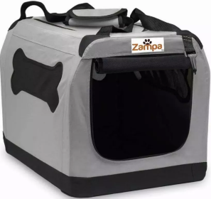 Zampa Pet Portable Crate, Comes with A Carrying Case (Color: Grey, size: 19.5" x 13.5" x 13.5")