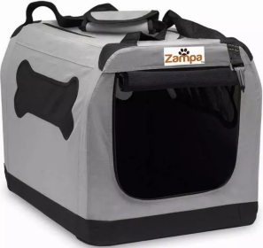 Zampa Pet Portable Crate, Comes with A Carrying Case (Color: Grey, size: 24" x 16.6" x 16.5")