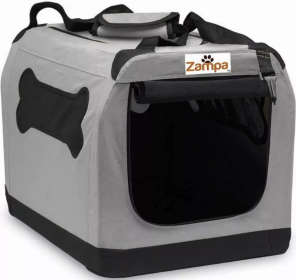 Zampa Pet Portable Crate, Comes with A Carrying Case (Color: Grey, size: 40" x 27" x 27")