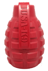 USA-K9 Grenade Durable Rubber Chew Toy & Treat Dispenser (Color: Red, size: XL)