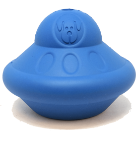 SN Flying Saucer Durable Rubber Chew Toy & Treat Dispenser (Color: Blue, size: medium)