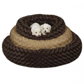 Slumber Pet Swirl Plush Donut Bed (Color: Brown, size: 24in)