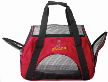 Zampa Airline Approved Soft Sided Pet Carrier (Color: Red, size: 15" x 17" x 7")