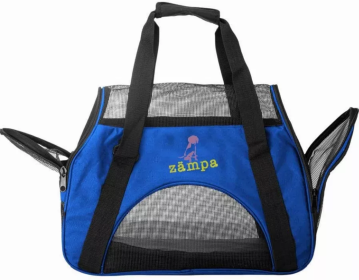 Zampa Airline Approved Soft Sided Pet Carrier (Color: Blue, size: 15" x 17" x 7")