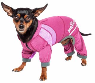 Dog Helios 'Namastail' Lightweight 4-Way Stretch Breathable Full Bodied Performance Yoga Dog Hoodie Tracksuit (Color: Pink, size: X-Large)