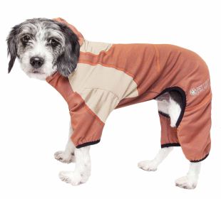 Pet Life Active 'Fur-Breeze' Heathered Performance 4-Way Stretch Two-Toned Full Bodied Hoodie (Color: Orange, size: medium)