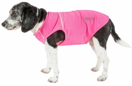 Pet Life Active 'Aero-Pawlse' Heathered Quick-Dry And 4-Way Stretch-Performance Dog Tank Top T-Shirt (Color: Pink, size: X-Large)