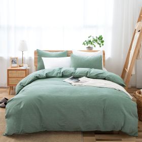 100% Washed Cotton Duvet Cover Set, Durable Fade-Resistant Natural Bedding Set (No Comforter) (Color:: Sage Green, size: King)