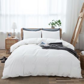 100% Washed Cotton Duvet Cover Set, Durable Fade-Resistant Natural Bedding Set (No Comforter) (Color:: White, size: Twin)