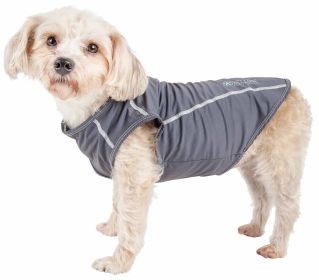 Pet Life Active 'Racerbark' 4-Way Stretch Performance Active Dog Tank Top T-Shirt (Color: Grey, size: medium)