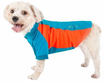 Pet Life Active 'Barko Pawlo' Relax-Stretch Wick-Proof Performance Dog Polo T-Shirt (Color: Blue, size: large)