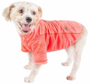 Pet Life Active 'Warf Speed' Heathered Ultra-Stretch Sporty Performance Dog T-Shirt (Color: Orange, size: large)