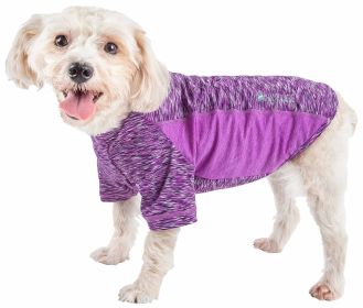 Pet Life Active 'Warf Speed' Heathered Ultra-Stretch Sporty Performance Dog T-Shirt (Color: Purple, size: X-Small)