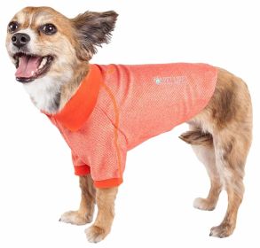 Pet Life Active 'Fur-Flexed' Relax-Stretch Wick-Proof Performance Dog Polo T-Shirt (Color: Orange, size: X-Large)