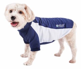 Pet Life Active 'Barko Pawlo' Relax-Stretch Wick-Proof Performance Dog Polo T-Shirt (Color: Navy, size: large)