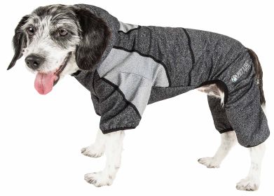 Pet Life Active 'Fur-Breeze' Heathered Performance 4-Way Stretch Two-Toned Full Bodied Hoodie (Color: Black, size: medium)