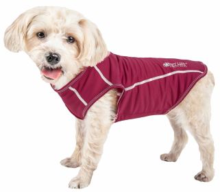 Pet Life Active 'Racerbark' 4-Way Stretch Performance Active Dog Tank Top T-Shirt (Color: Maroon, size: large)