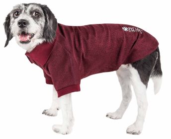 Pet Life Active 'Fur-Flexed' Relax-Stretch Wick-Proof Performance Dog Polo T-Shirt (Color: Burgundy, size: X-Small)