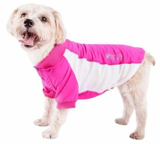 Pet Life Active 'Barko Pawlo' Relax-Stretch Wick-Proof Performance Dog Polo T-Shirt (Color: Pink, size: X-Small)